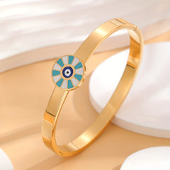 24K Golden Plated Eye Round Bracelet Gift Size 2 28inch