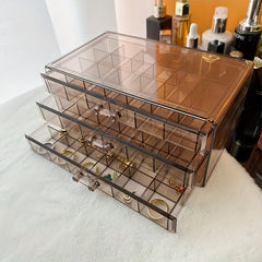 3-Drawer Clear Earring Jewelry Organizer Box