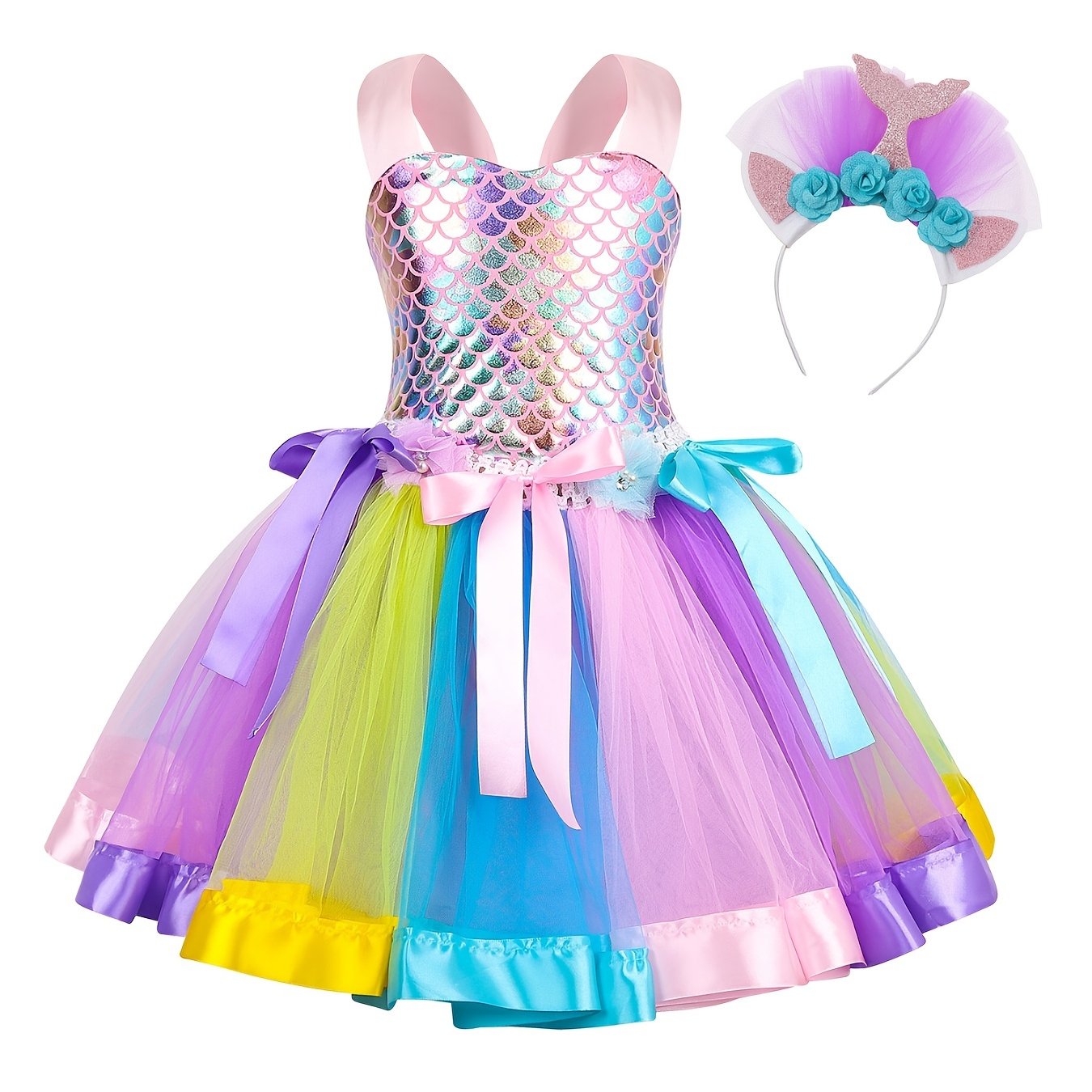 2pcs Mermaid Tutu Dress Halloween Costume