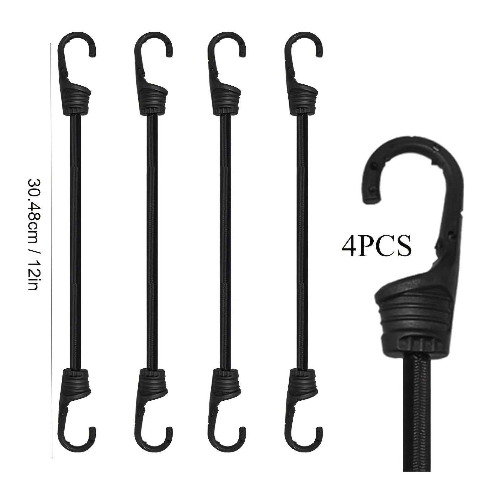 4pc Bungee Cords Hooks Elastic Rope Straps Camping Bike Luggage