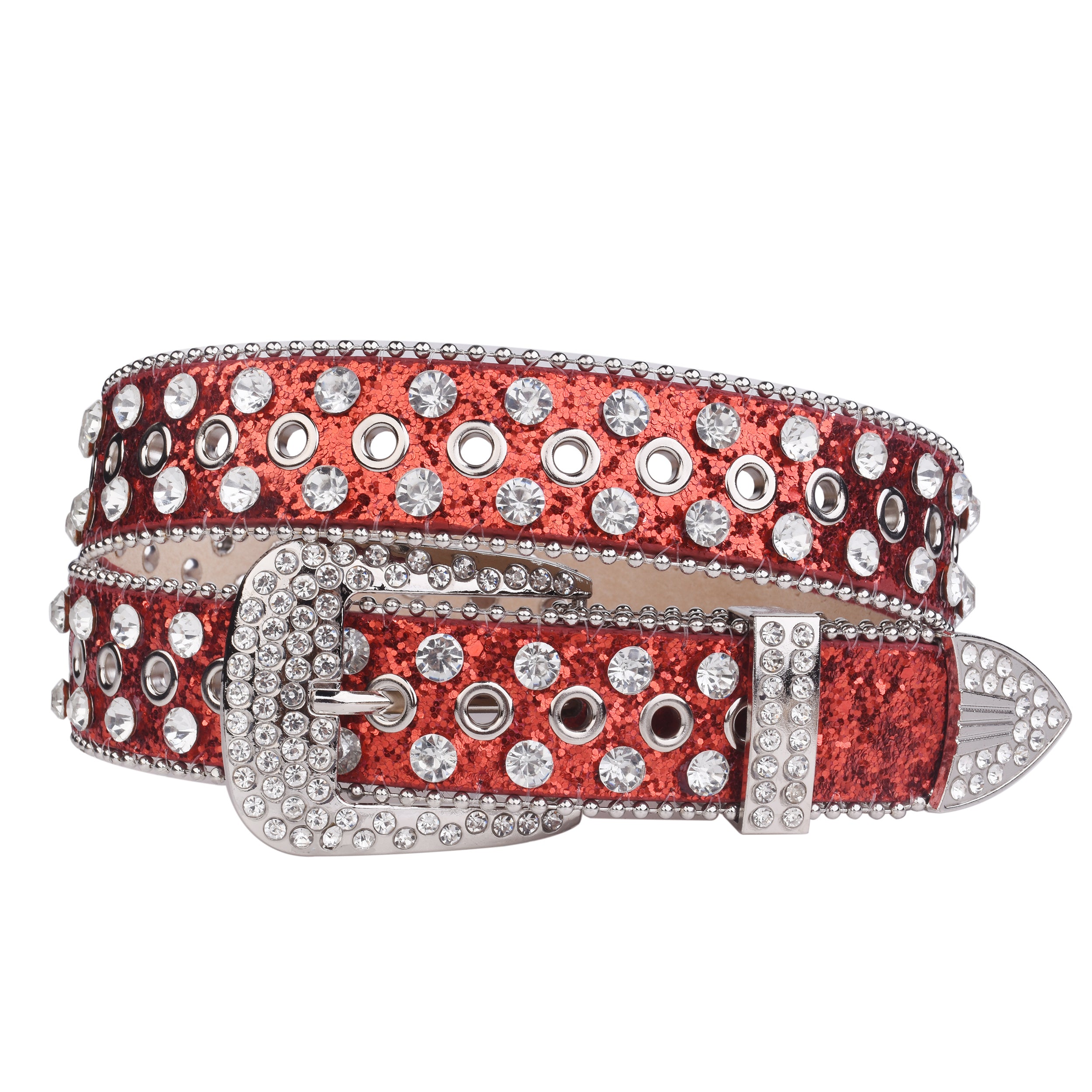 Glitter PU Leather Belt Y2K Rhinestone Western Cowboy Cowgirl Belt