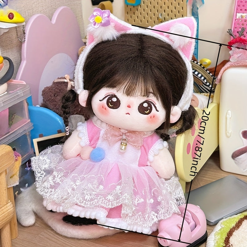 Pink Fox Princess Dress Plush Doll Outfit for 7.8in Dolls