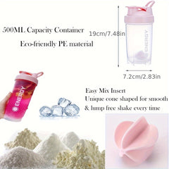 500ml Protein Powder Shaker Bottle with Mixing Ball for Fitness Workout