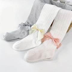 Girls Bowknot Knit Pantyhose Leggings For Kids