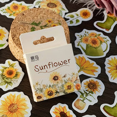 46pcs Sunflower Decorative Sticker Retro Hand Account DIY Boxed