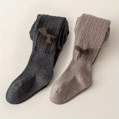 2 Pairs Girls Knitted Leggings Thick Soft Pantyhose Sweet Style