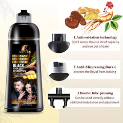 Gray Hair Instant Dye Shampoo 420ml Natural Long-Lasting Coloring