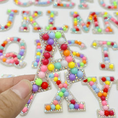 26pcs Alphabet Rhinestone Pearl Beads Letter Patch Decals DIY Accessories