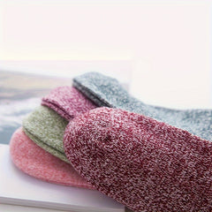 5 Pairs Warm & Comfy Mid Tube Socks Solid Thickened Stockings Women's Hosiery