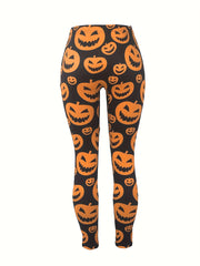 Halloween Leggings Women's Plus Allover Pumpkin Print