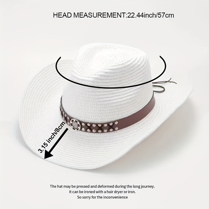 Vintage Cowboy Hat with Leather Belt Gift for Men