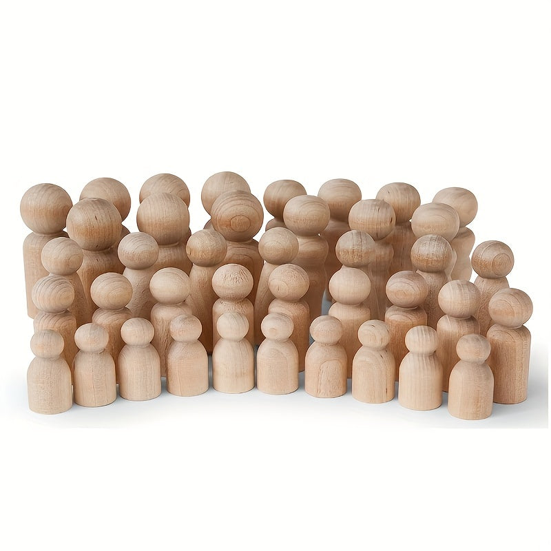 10pcs Wooden Nail Dolls 4.29cm Birch Wood DIY Painting Doll Small World Game