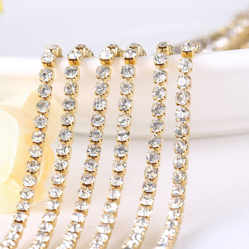1 Yard 2 5mm Bling Crystal Rhinestone Trim Chain DIY Jewelry Crafts