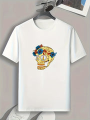 Skull Print Men's Graphic T shirt Casual Comfy Tees For Summer