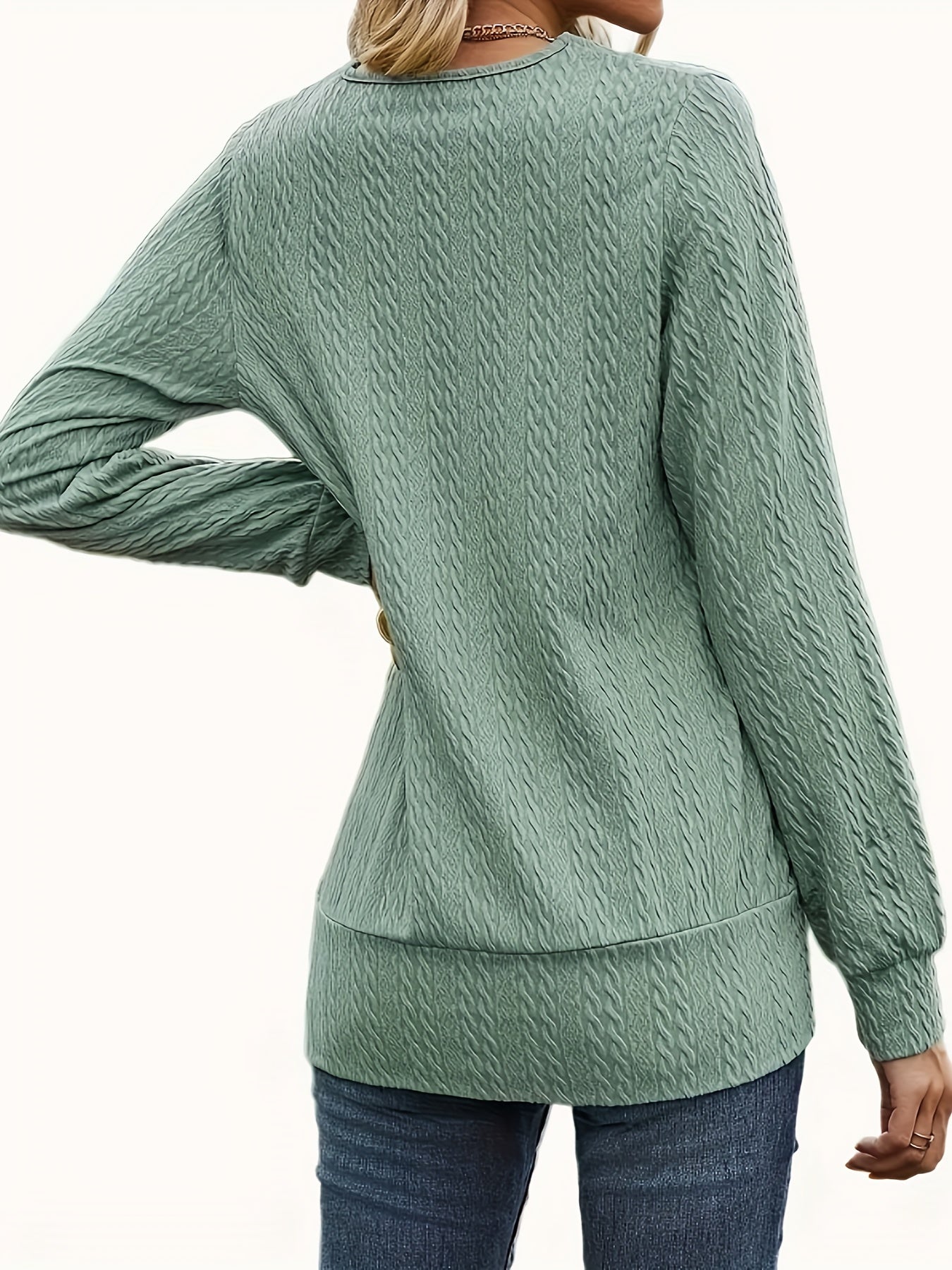 Solid Cable Knit Long Sleeve Top