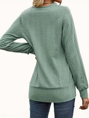 Solid Cable Knit Long Sleeve Top
