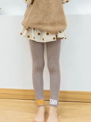 Girls Letter Print Leggings High Elasticity Knitted Clothes