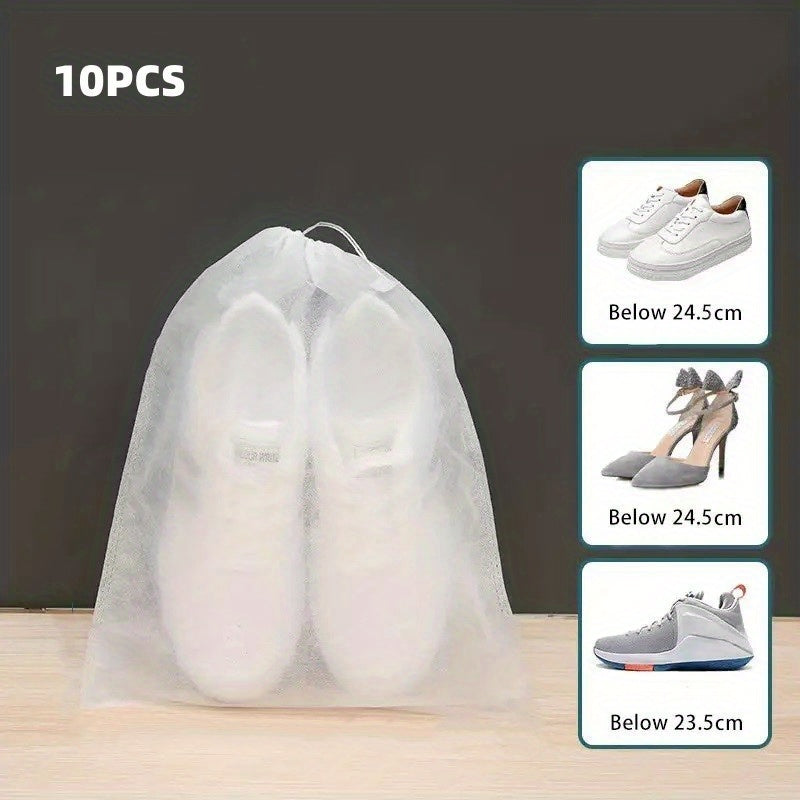 10pcs Portable Dustproof Drawstring Shoe Storage Bag