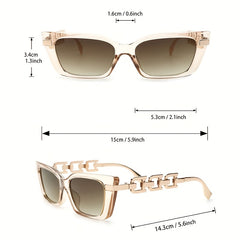 Y2K Cat Eye Sunglasses Gradient Lens Chain Temple Glasses UV400