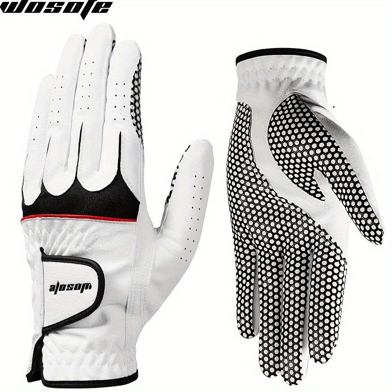 Wosofe Golf Gloves Non-slip PU Leather Left Hand Gloves Durable Breathable