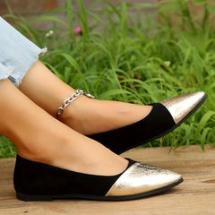 Women's Colorblock Flat Shoes Point Toe Work Shoes Women's Lightweight