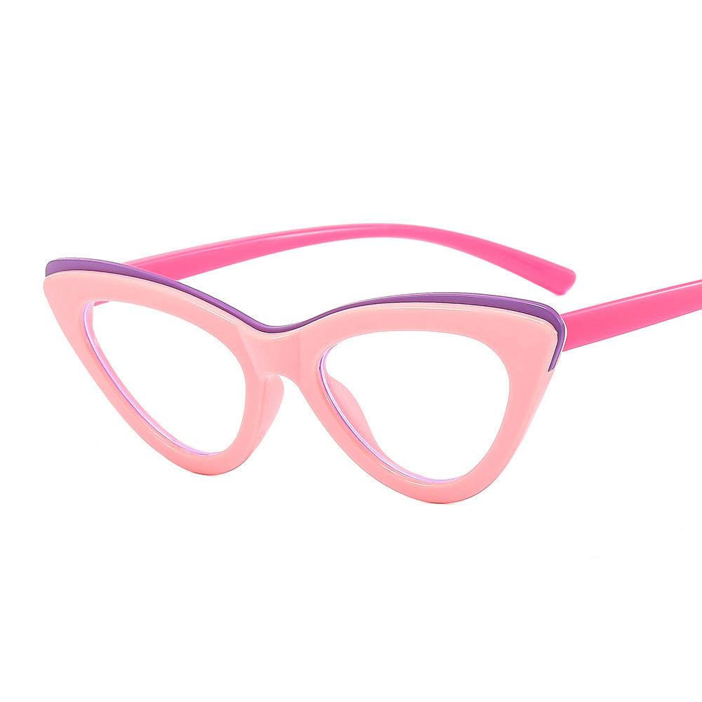 Cat's Eye Frame Glasses Thin Temple Frame Colorful Decorative Glasses