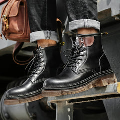 Men's Preppy Style Service Boots Casual Lace up Walking Shoes