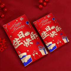 6pcs Matte Frosted Birthday Blessing Red Envelopes Lucky Money