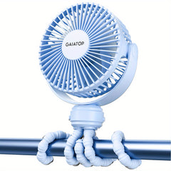 Portable Stroller Fan Clip-On 3 Speed Rechargeable 360 Rotate Handheld Desk Fan