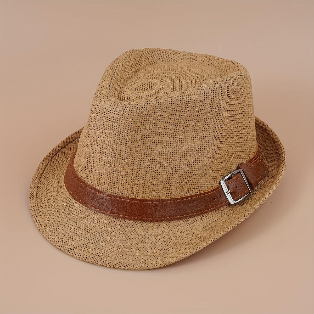 Belt Decor Crochet Fedora Cap Hollow Straw Sun Hat