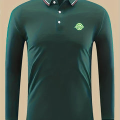 Symbol Print Men's Casual Button Up Lightweight Polo Shirt