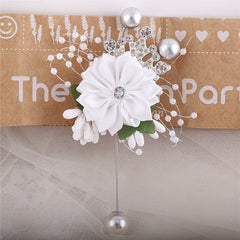 Faux Pearl Beaded Wristband Rhinestone Jewelry Bridal Flower