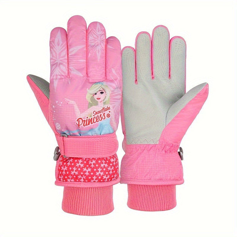 Sweet Princess Winter Gloves for Girls, 5-Layer Windproof & Waterproof
