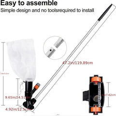 Swimming Pool Cleaning Kit Vacuum Skimmer Net & Poles