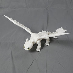 3D Printed Dragon Statue Pink Plastic Decor with Green Eyes
