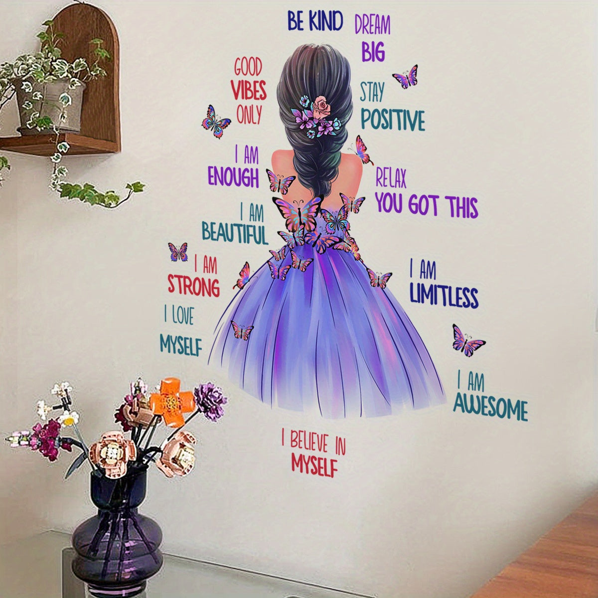 Butterfly Girl Wall Decals Colorful Butterflies With Quotes Stickers