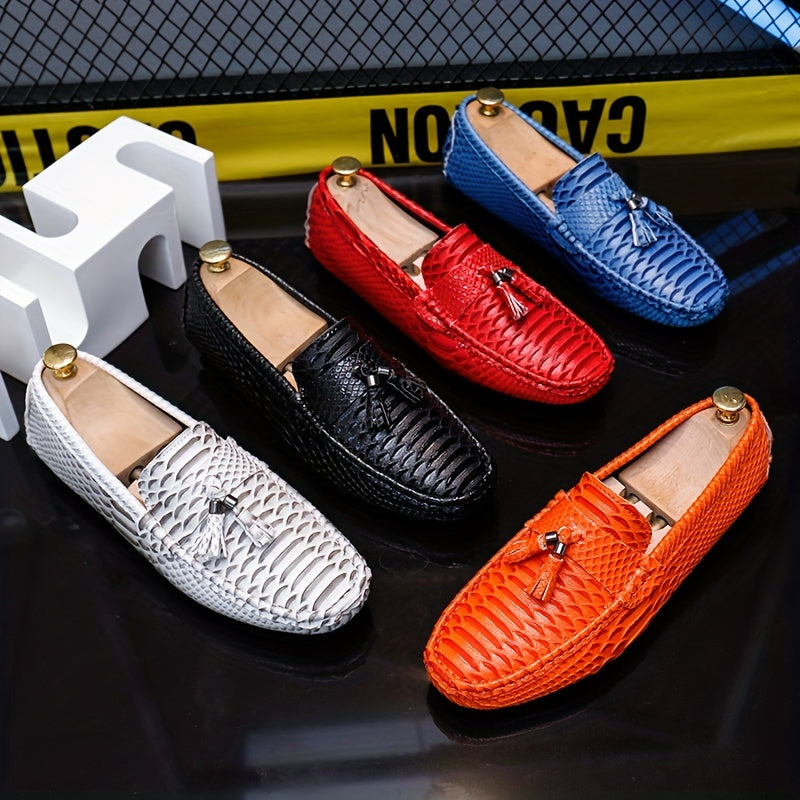 Men's Fish Scale Tassel Loafer Shoes Moccasins Non-slip Slip On Shoes