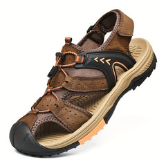 Men's Closed Toe Platform Sandals with Adjustable Hook And Loop Fastener