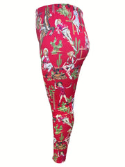 Women's Plus Cartoon Figure Print High Rise Stretchy Skinny Leggings
