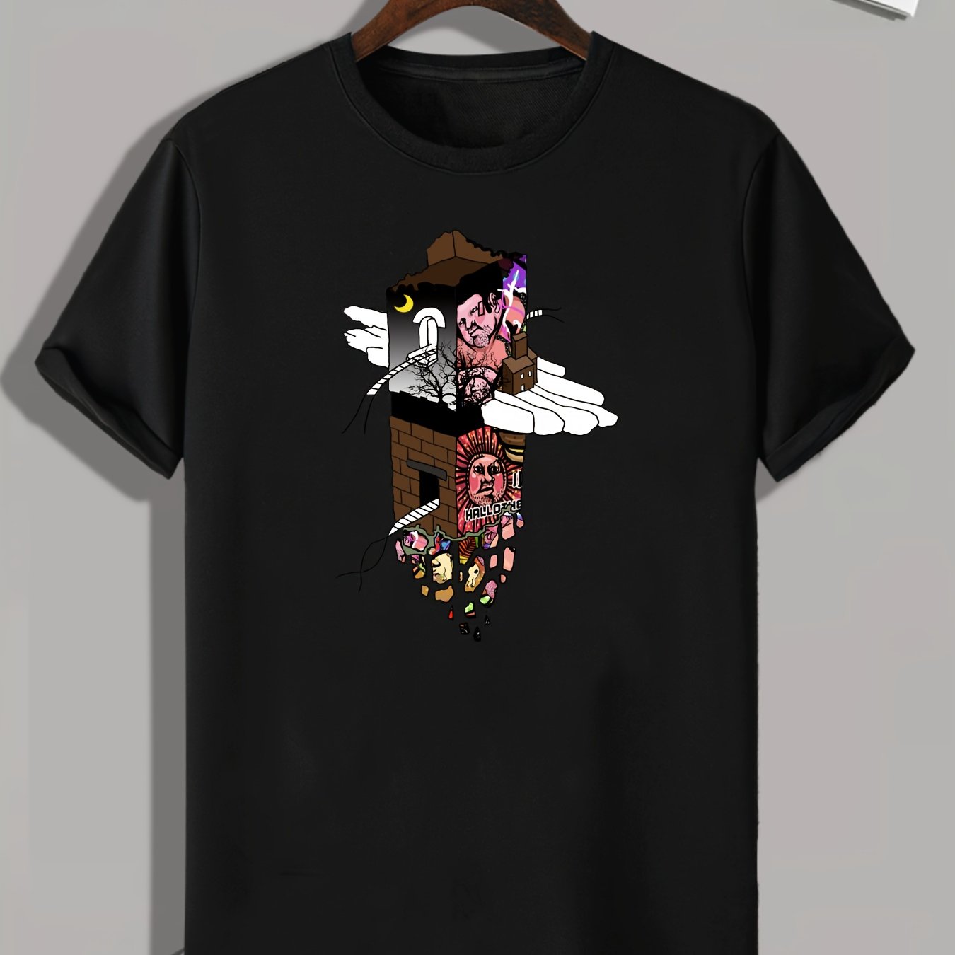 Cartoon Print Men's Graphic T shirt for Summer