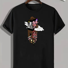 Cartoon Print Men's Graphic T shirt for Summer
