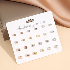 12 Pairs Sparkling Round Stud Earrings - Perfect Gift For Girls