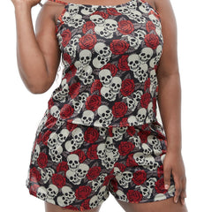 Rose & Skull Print Cami Top & Shorts Loungewear Set