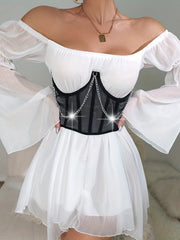 Satin Lace Up Corset Belt Waist Top