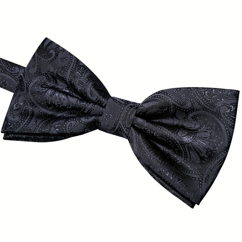 Barry Wang Men's Cummerbund Bowtie Set Silk Paisley Floral Pre-tied
