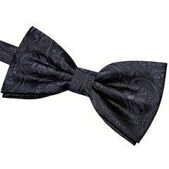 Barry Wang Men's Cummerbund Bowtie Set Silk Paisley Floral Pre-tied