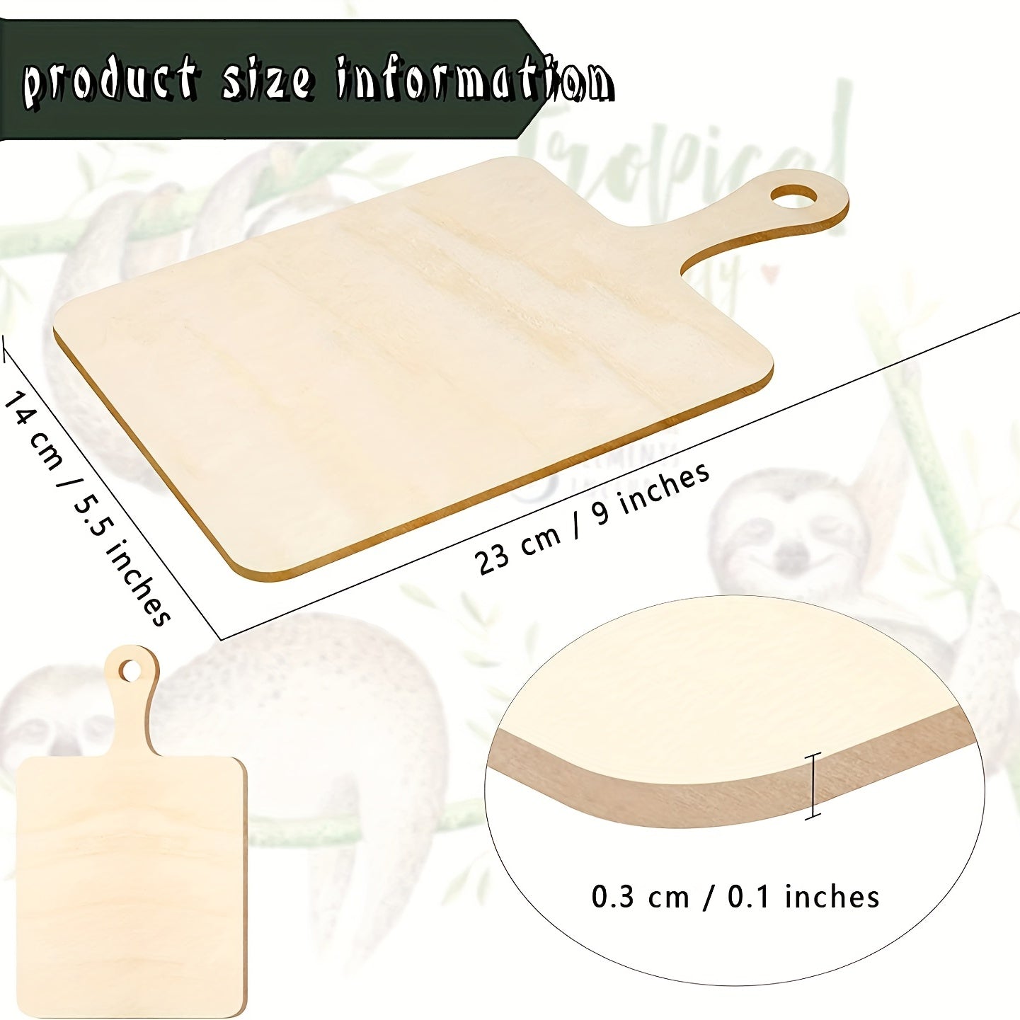 6pcs Mini Wooden Cutting Board Handle Paddle Small Kitchen Serving Board