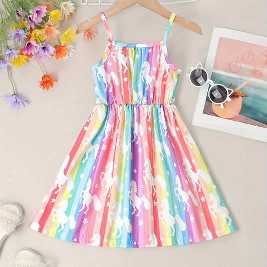 Girl Spaghetti Strap Polka Dots Summer Beach Dress