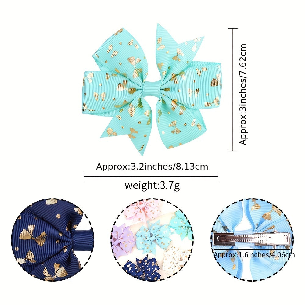 6pcs Candy Ribbed Bow Hair Clip Set for Kids