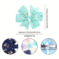 6pcs Candy Ribbed Bow Hair Clip Set for Kids